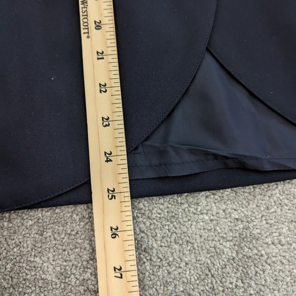 LOUIS Féraud vintage dark blue wool wrap pleaded skirt size 10 - Picture 5 of 9